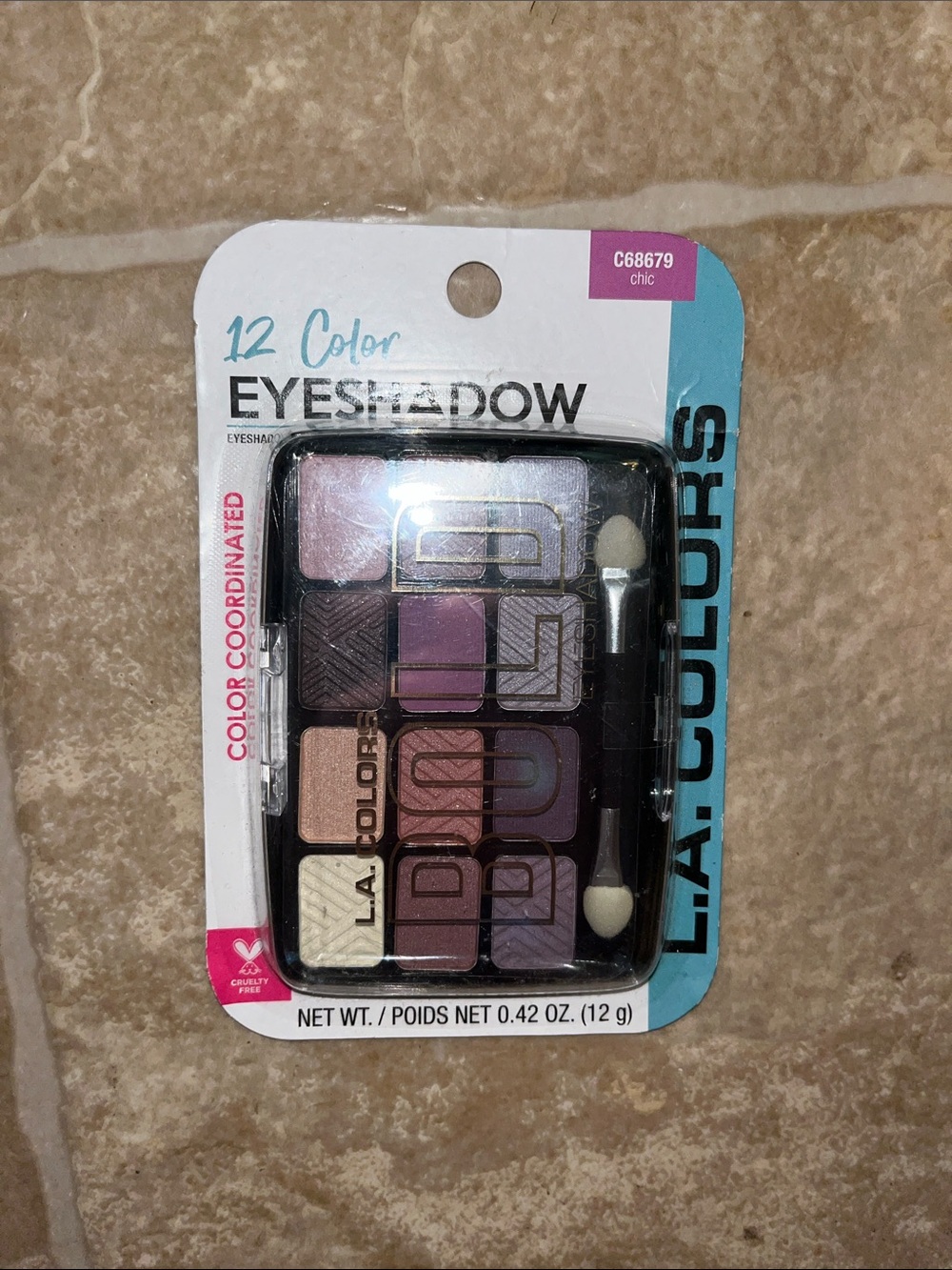 NWT L.A. Colors 12-Color Eyeshadow Palette - Purple, Pink, Taupe